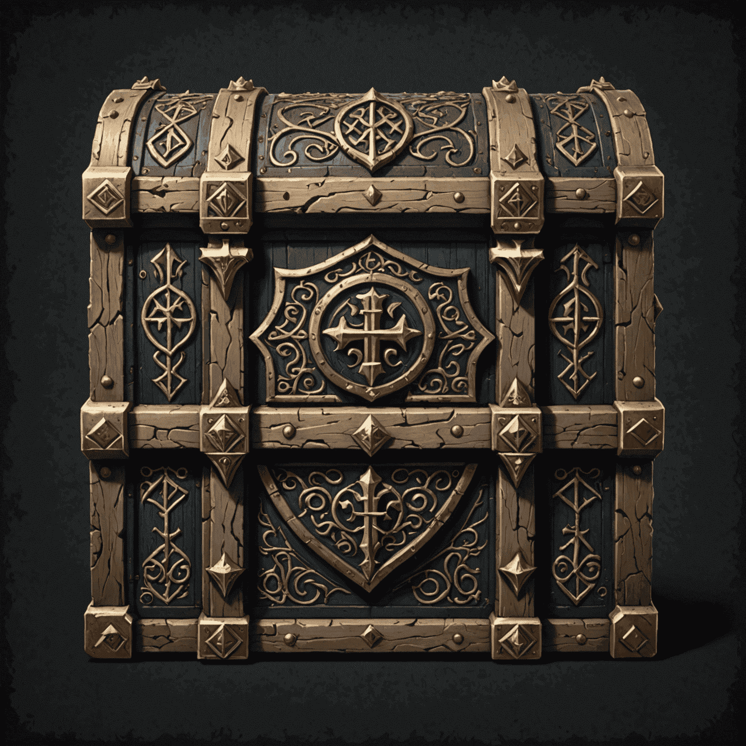 DungeonWrapper logo featuring a medieval-style chest with ornate clasps and mystical runes